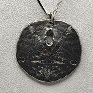 Yorkshire Silver Tone Sand Dollar Pendant Necklace Coastal Beach Jewelry
